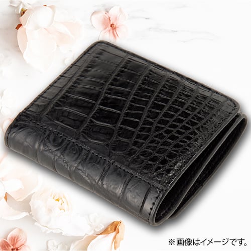 ロダニア バッグ・小物 【新品同様】クロコダイル革 コンパクト財布 