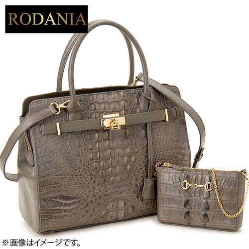 ロダニア バッグ・小物 【新品同様】クロコダイルハンドバッグ・ポーチ