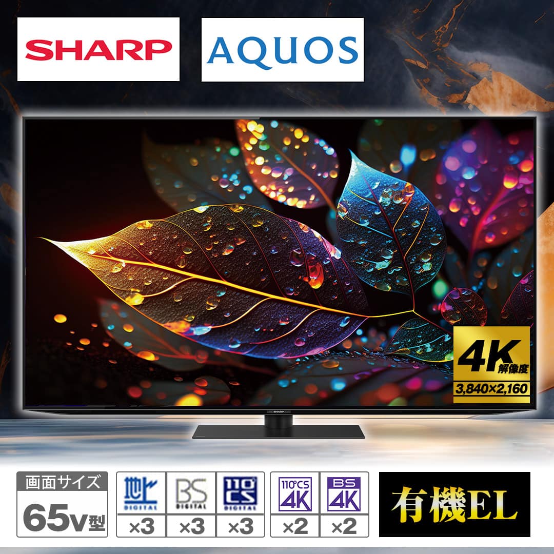 シャープ テレビ 4K有機ELテレビ アクオス 65V型 4T-C65HQ2 設置取付