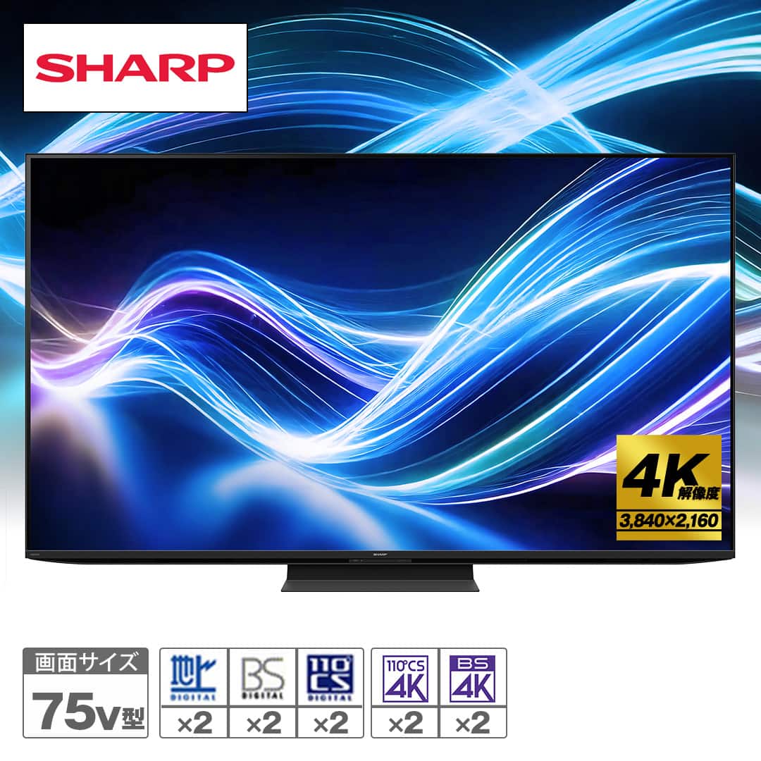シャープ テレビ 4K液晶テレビ アクオス 75V型 4T-C75GN1 設置取付なし