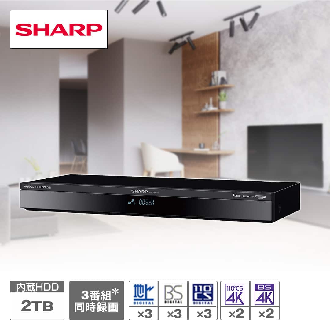SHARP 4B-C20GT3 4Kレコーダー HDMIケーブル付き シャープ レコーダー 4Kレコーダー 約2TB 4B-C20GT3 HDMIケーブル