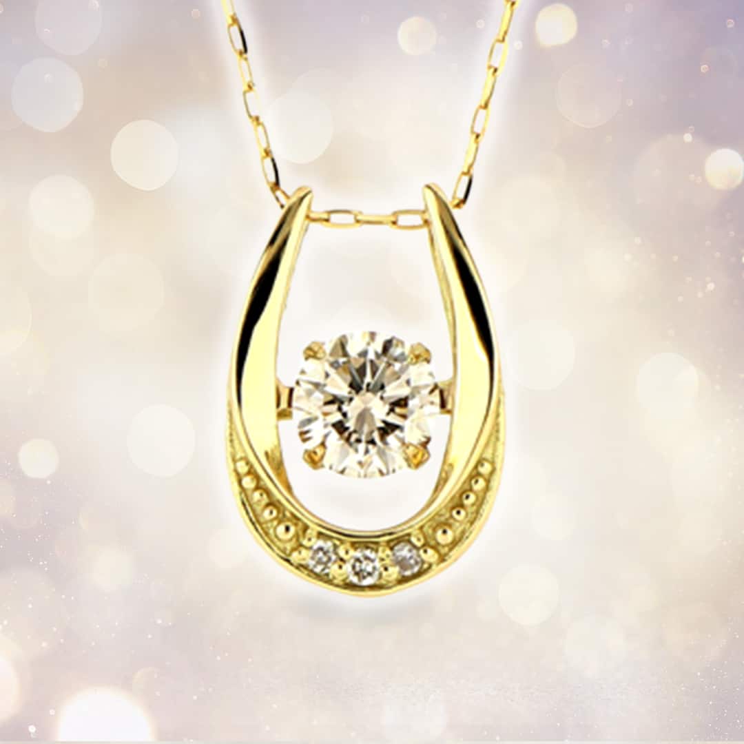 宝飾・貴金属 K18YG 0.31ct ダンシングストーンペンダントネックレス