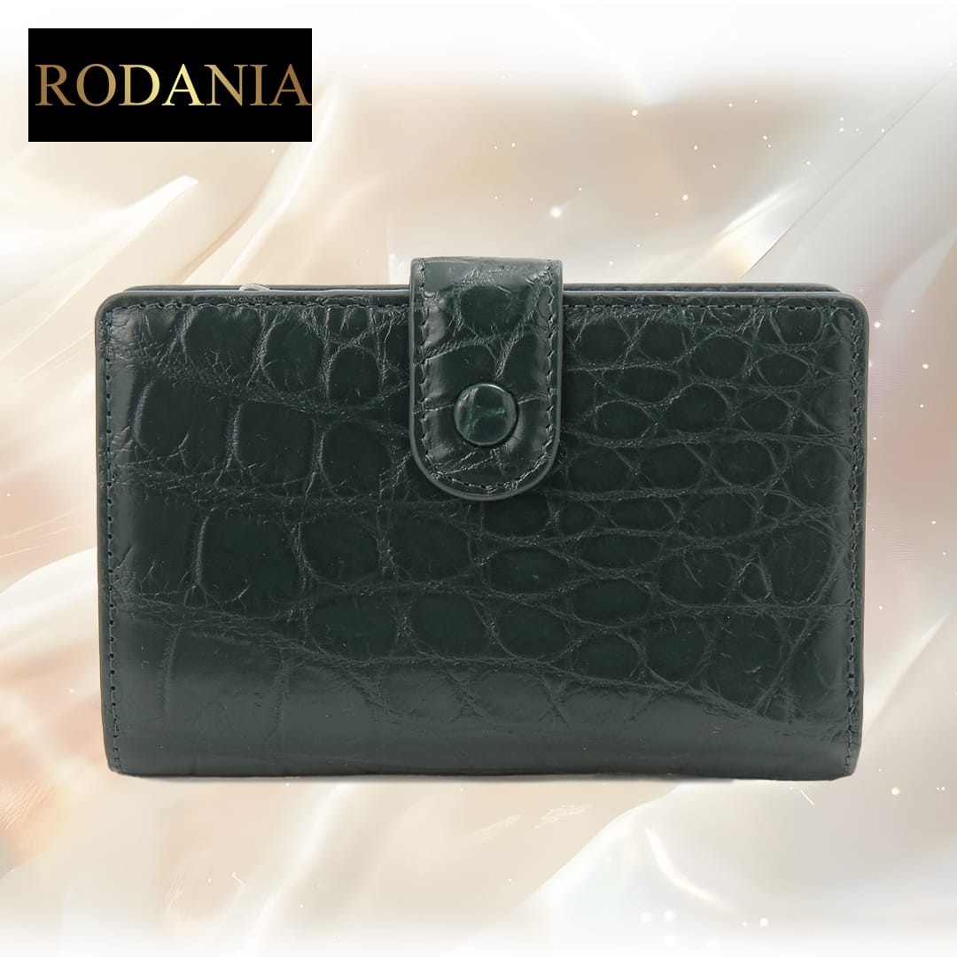 ロダニア バッグ・小物 クロコダイルコンパクト財布 ブラック