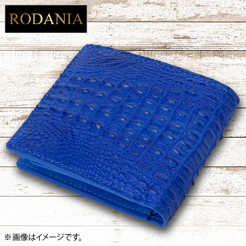 ロダニア バッグ・小物 クロコダイル二つ折り財布 ブルースター ロダニア バッグ・小物 クロコダイル二つ折り財布 ブルースター