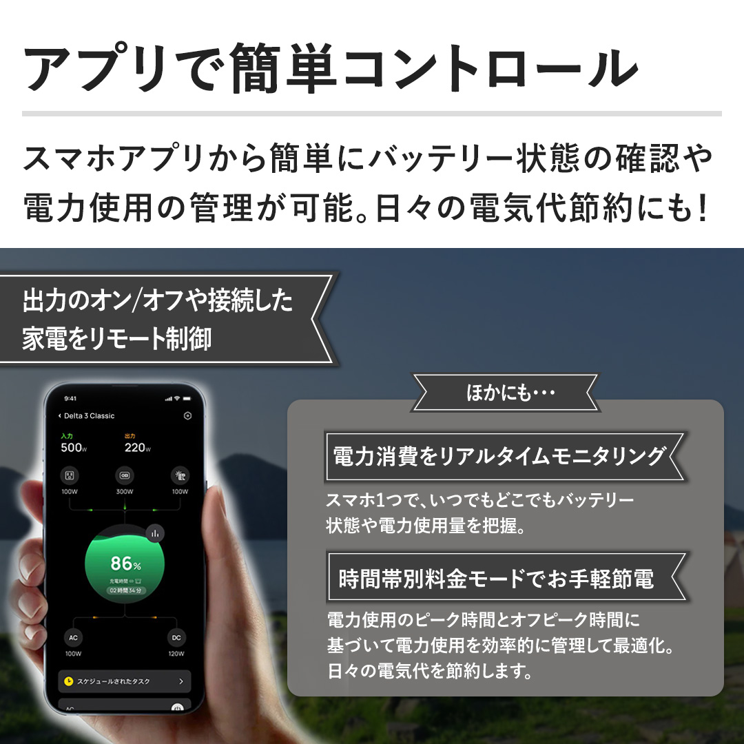 �y�A�v���ŊȒP�R���g���[���z�X�}�z�A�v������ȒP�Ƀo�b�e���[��Ԃ̊m�F��d�͎g�p�̊Ǘ����\�B���X�̓d�C��ߖ�ɂ��I