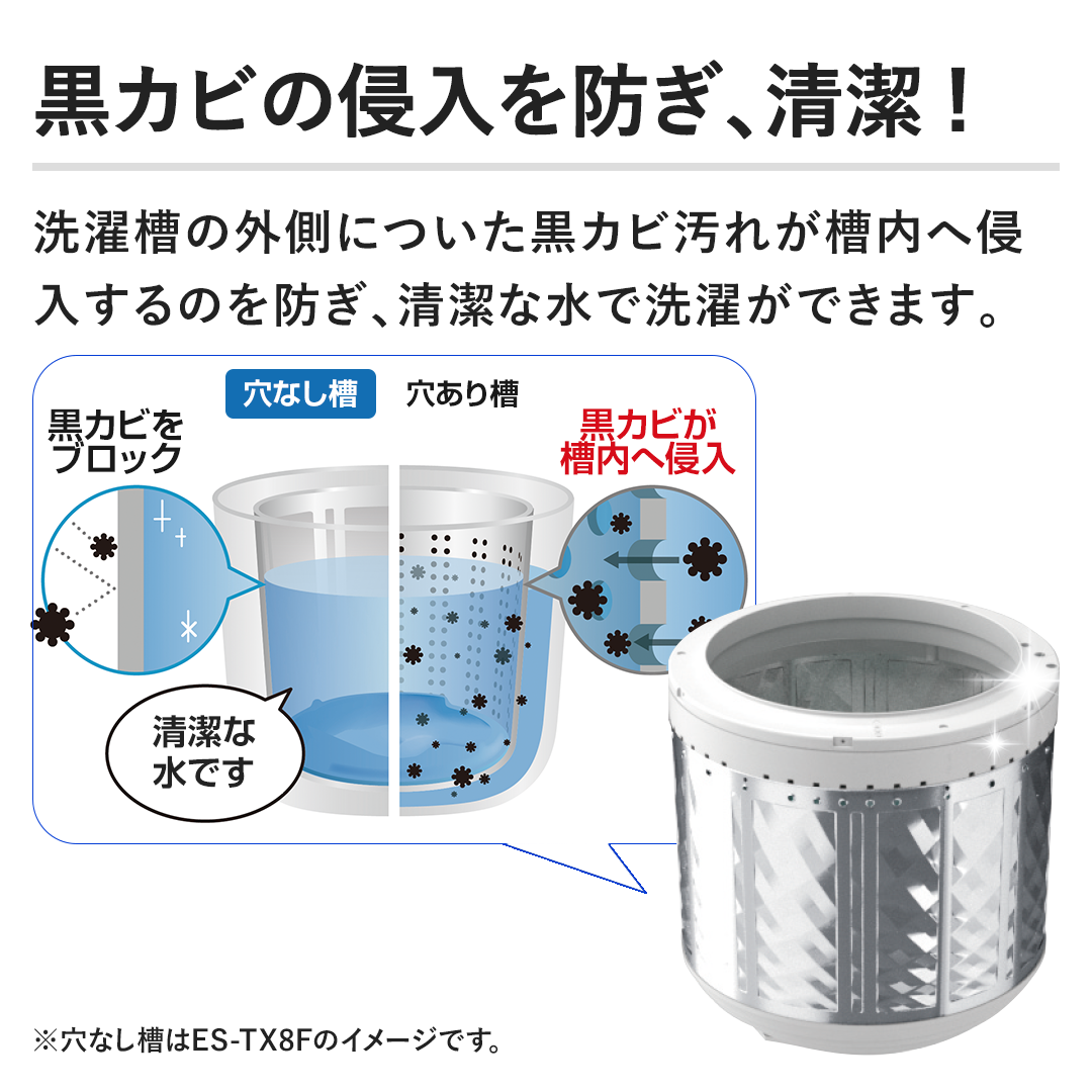 シャープ 洗濯機・洗濯乾燥機 全自動洗濯機 （洗濯9kg） シルバー系 ES-JV9A-S  下取りあり（別途リサイクル料金＋収集運搬料金が別途必要）／標準取付工事なし 通販【ジャパネット公式】